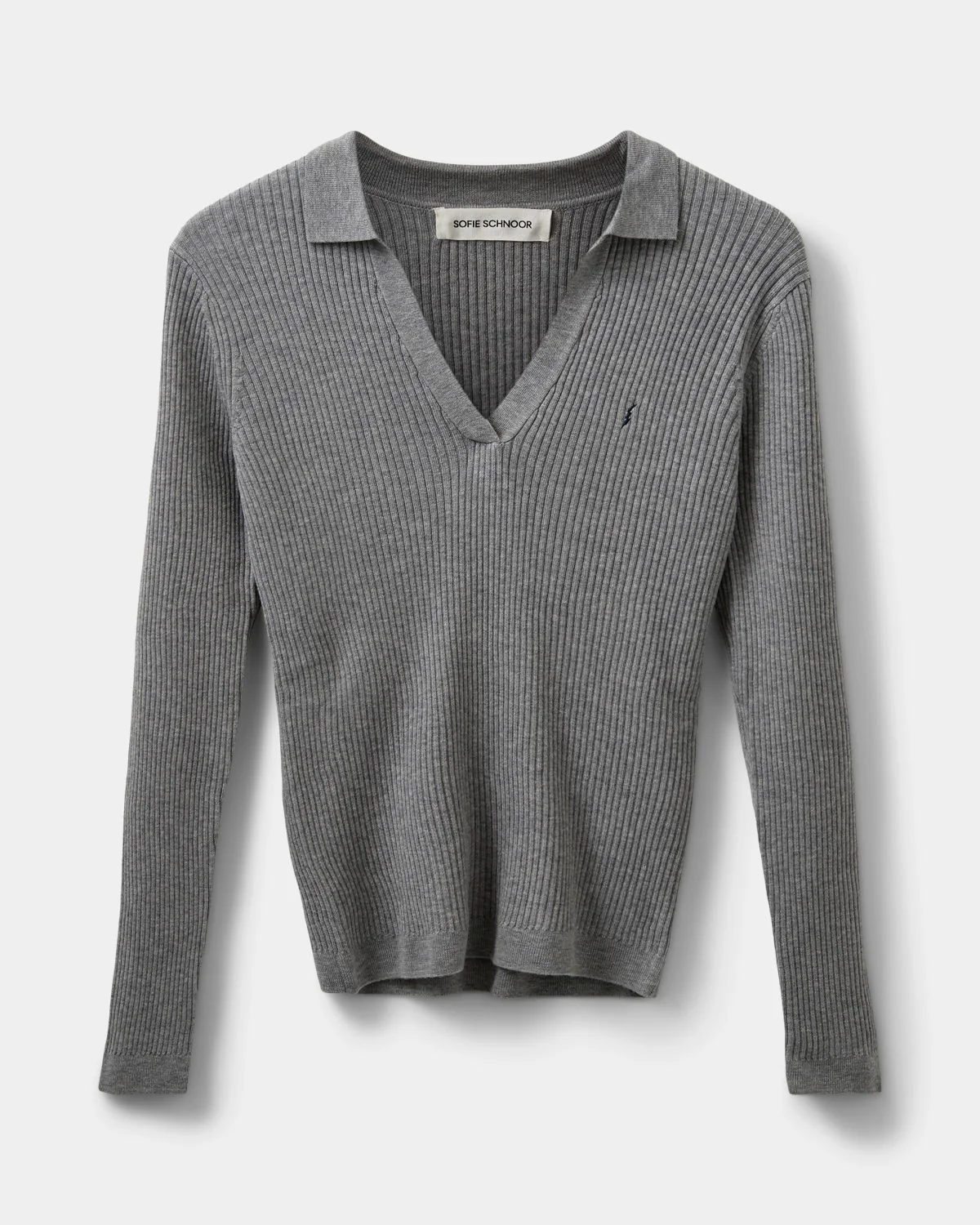 Sofie Schnoor Strickpullover mit V-Ausschnitt - Grau meliert - SALE
