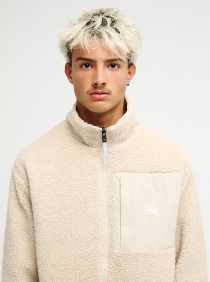 Quiksiilver Urban Storm Reversible Sherpa Teddy Fleecejacke & Windbreaker zum Wenden in Creme 