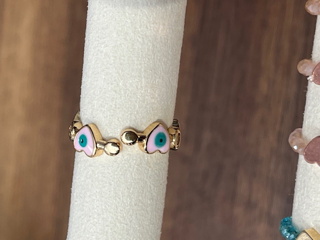 Lua Ring für Damen Gold Herzen - Rosa & Grün