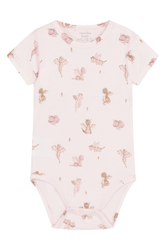 Hust & Claire Bue Bambus Viskose Kurzarm Body in Rosa mit Kleinen Drachen Hust & Claire Bue Bambus Viskose Kurzarm Body in Rosa mit Kleinen Drachen