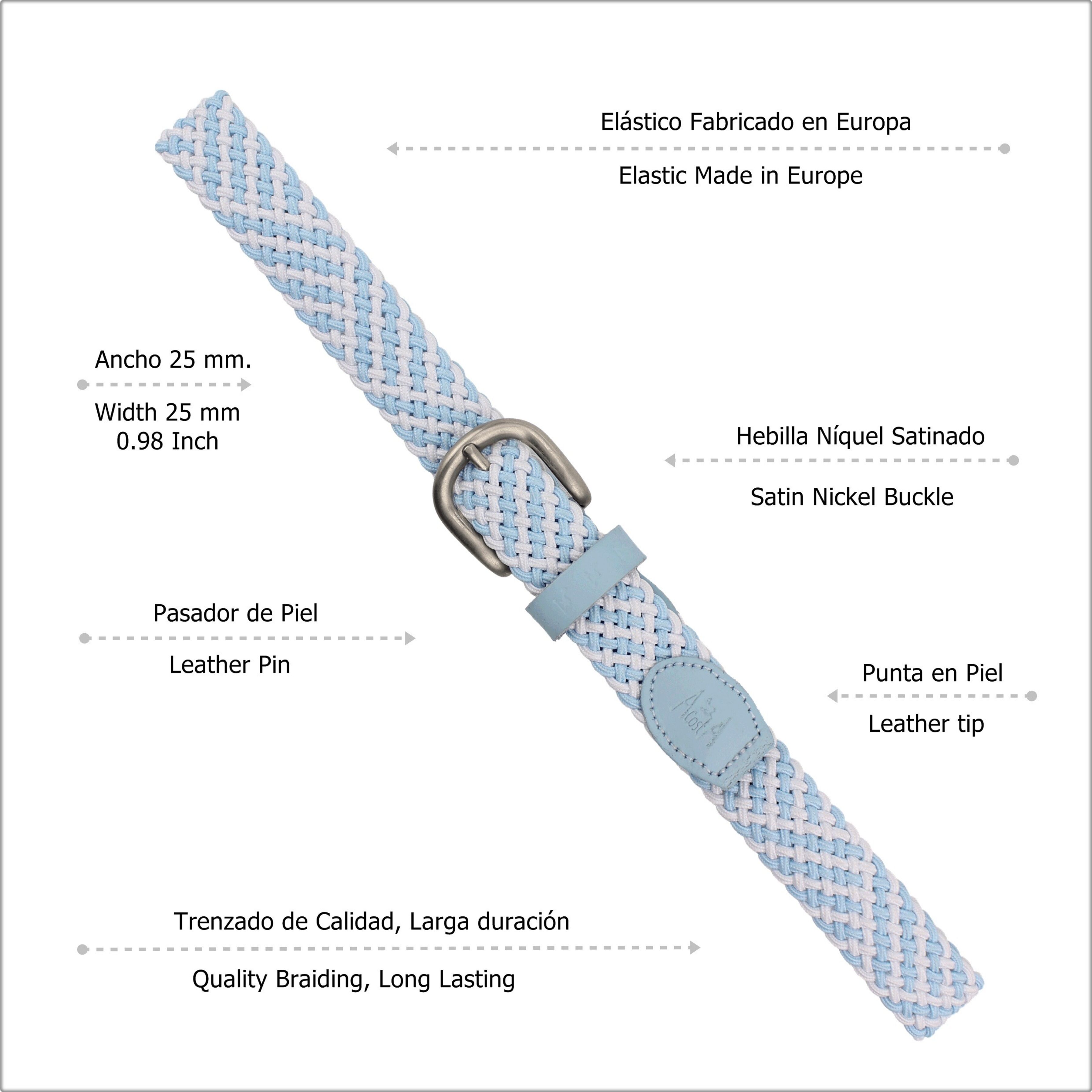 Acosta Kindergürtel Braided Belt - Geflochten Hellblau & Weiß Acosta Kindergürtel Braided Belt - Geflochten Hellblau & Weiß
