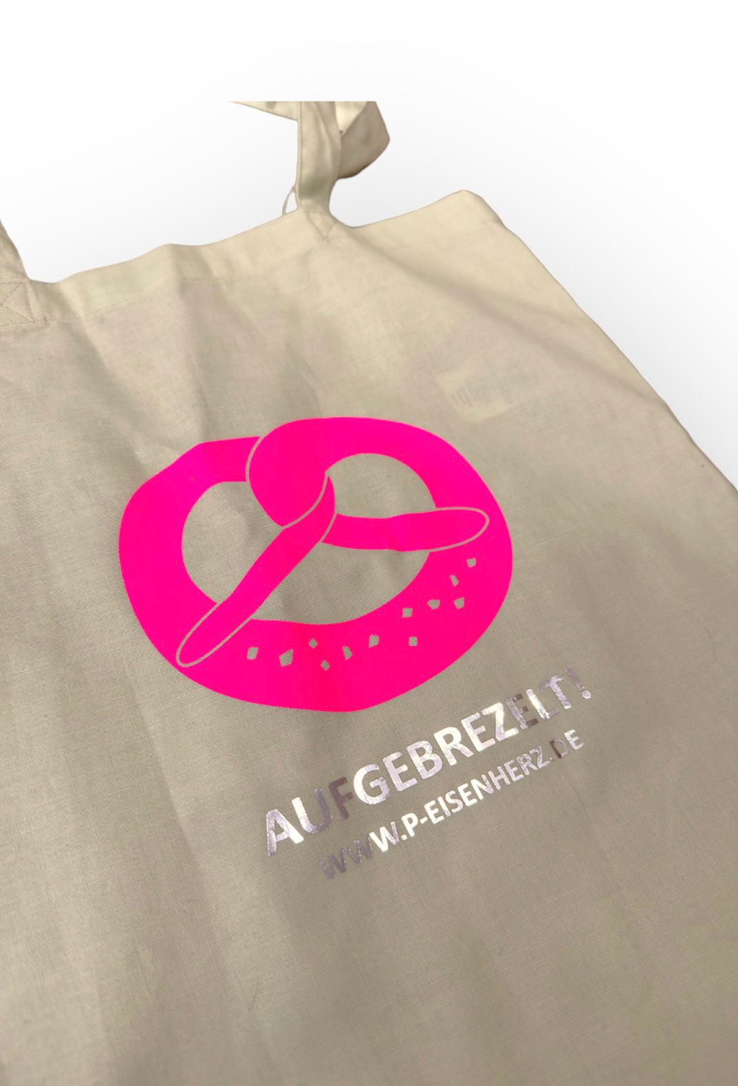 P.Eisenherz Tragetasche Jute Aufgebrezelt - Neon Pink
