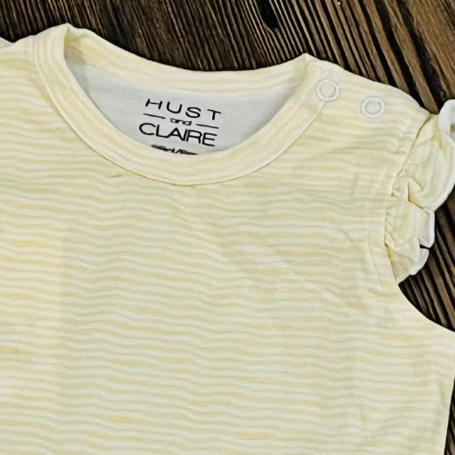 IMG_2168 Hust & Claire Kurzarm T-Shirt mit Rüschen - Gelbe Ringeln