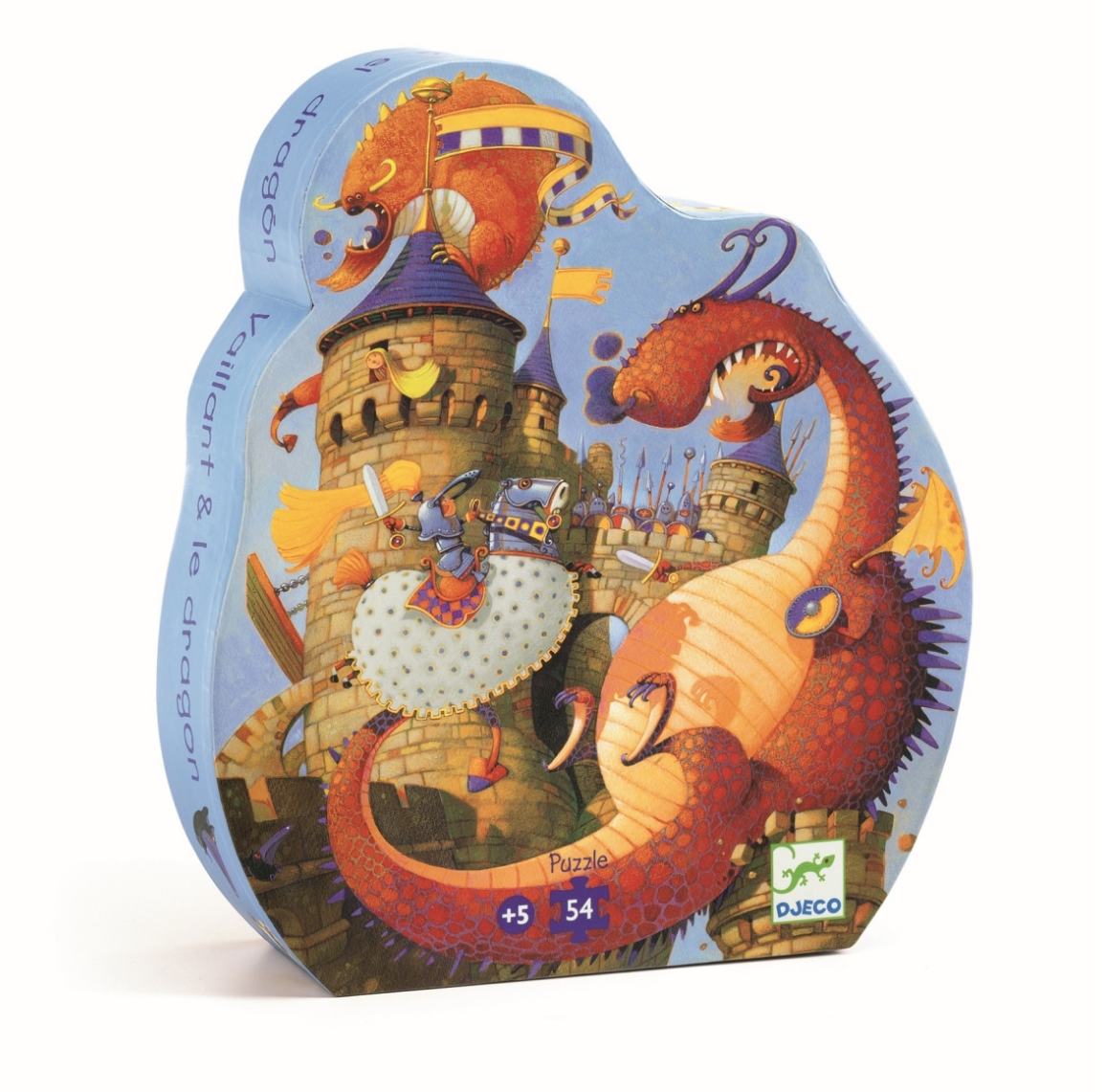 Djeco Formen Puzzle Drachenburg - VAILLANT DER DRACHE - 54 Teile