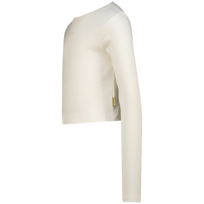 Vingino Basic Crop Rib Top - Langarm Shirt in Snow White - Weiß
