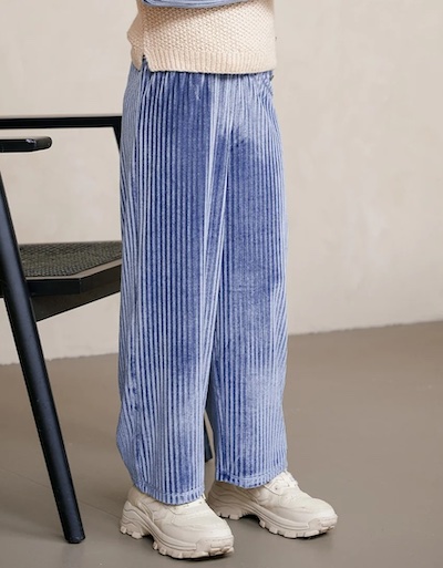 Like Flo Fem Hose Samt Cord Wide Leg in Ice Blue - Rauch Blau