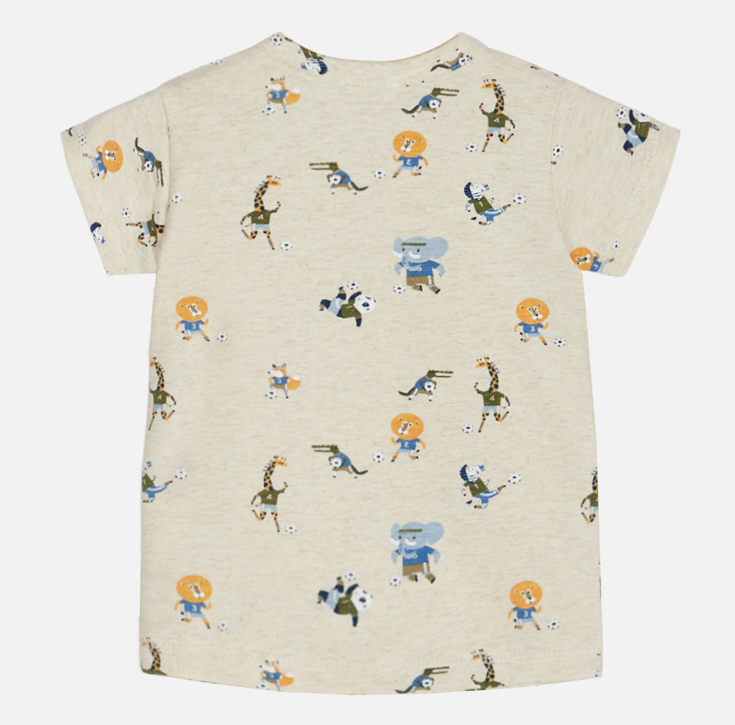 Hust & Claire Anker Kurzarm Beige Meliert - Fußball Tiere