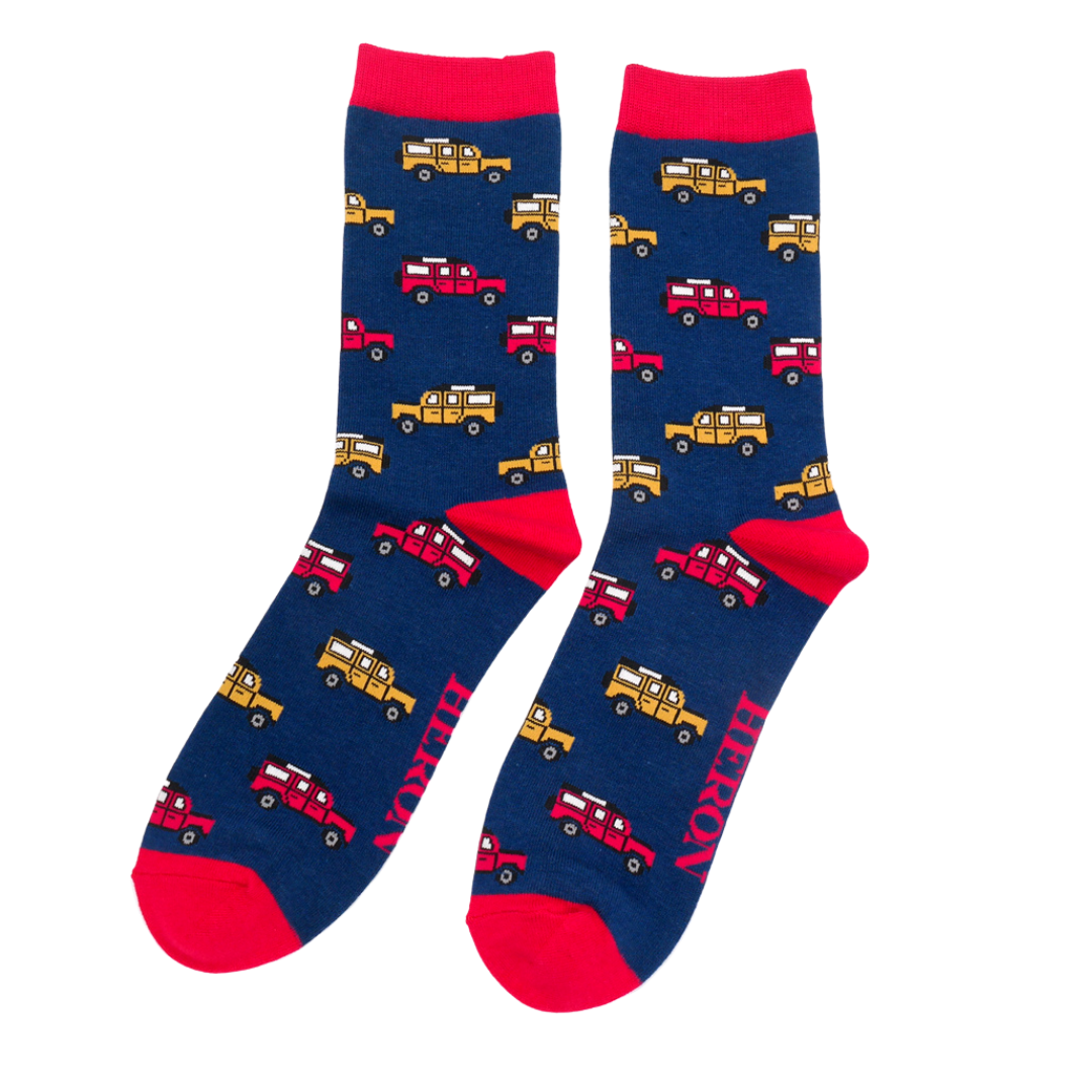 miss-sparrow-maenner-socken-bamboo-jeep-navy Mr. Heron Herren Socken Bambus in Navy & Rot - Jeep