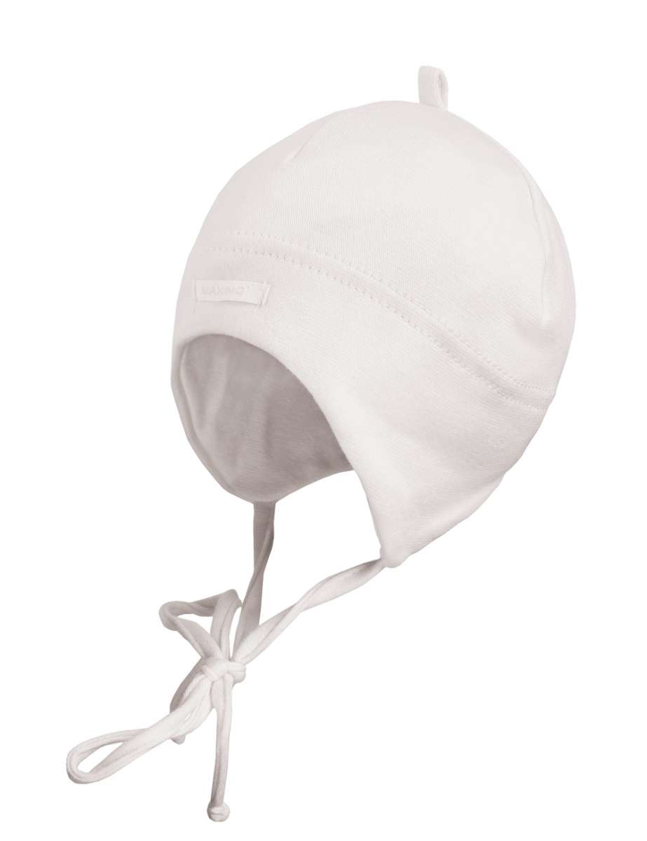 Maximo Baby Jersey Mütze Weiß mit Bänder