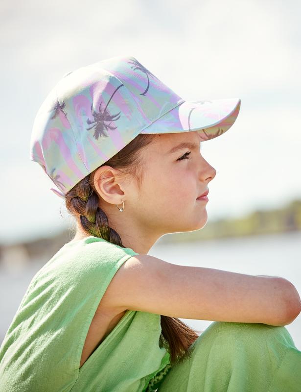 Maximo Mädchen Cap in Pink & Grün mit Palmen