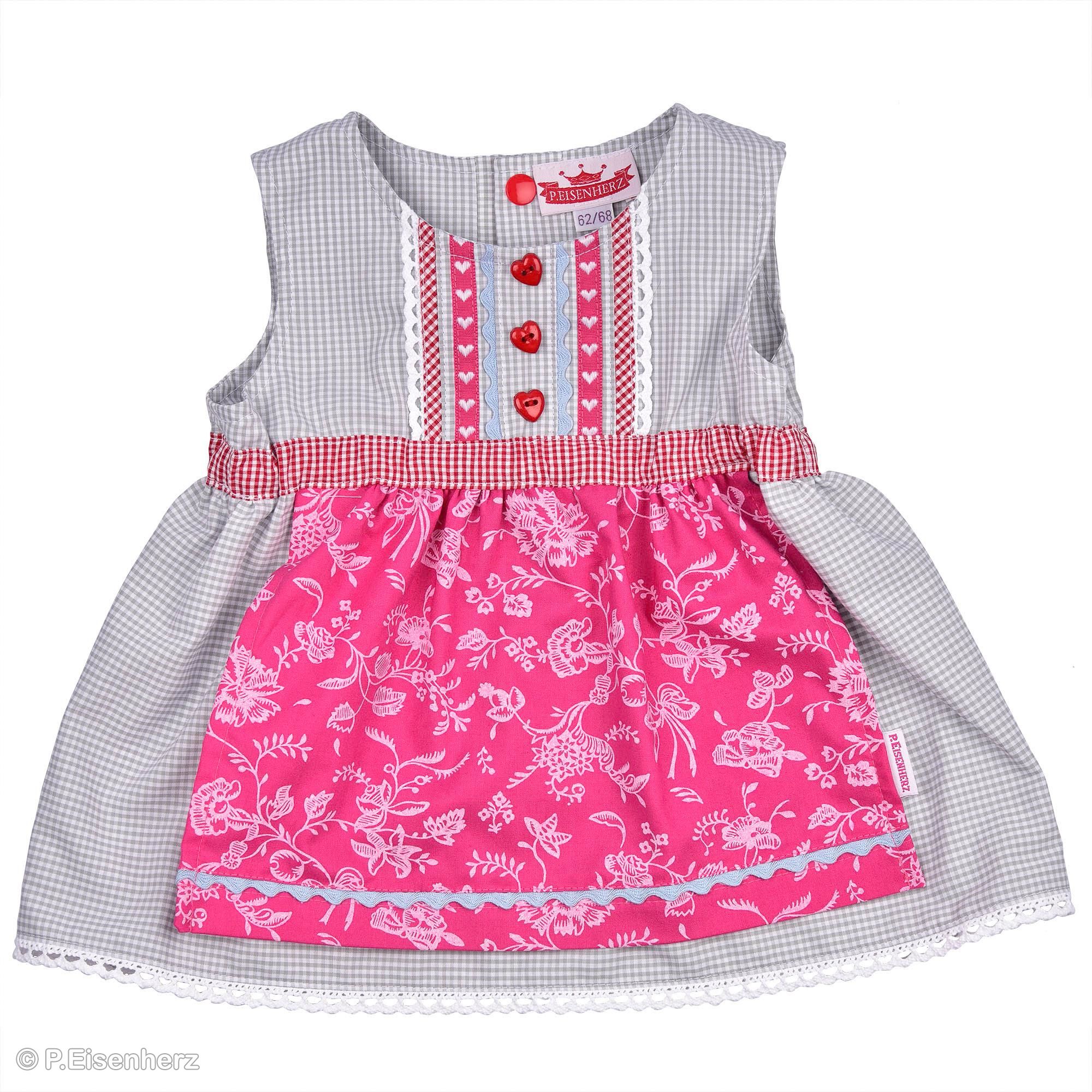 dirndlkleid-grau-pink_5 P.Eisenherz Dirndlkleid graues Vichy Karo & pinke Schürze