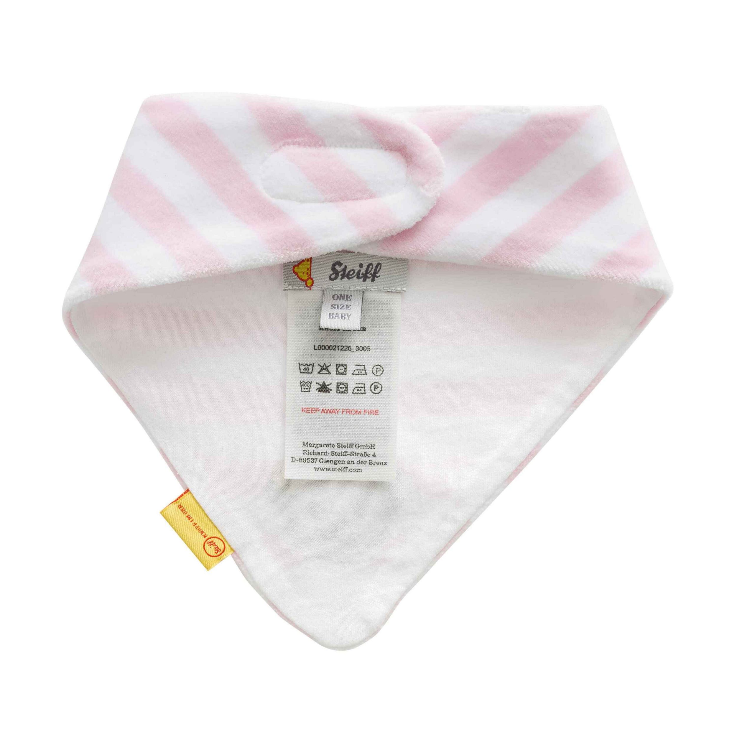 Steiff Dreieckstuch Nicki Velour Rosa & Weiß Gestreift
