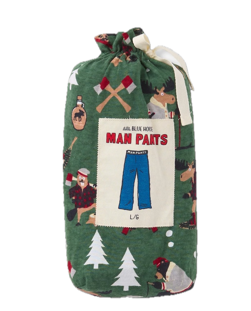 Northern Winter Man Pants Herren-Pyjamahose in Grün aus 100 % Baumwolle – Skifahren & Eisfischen