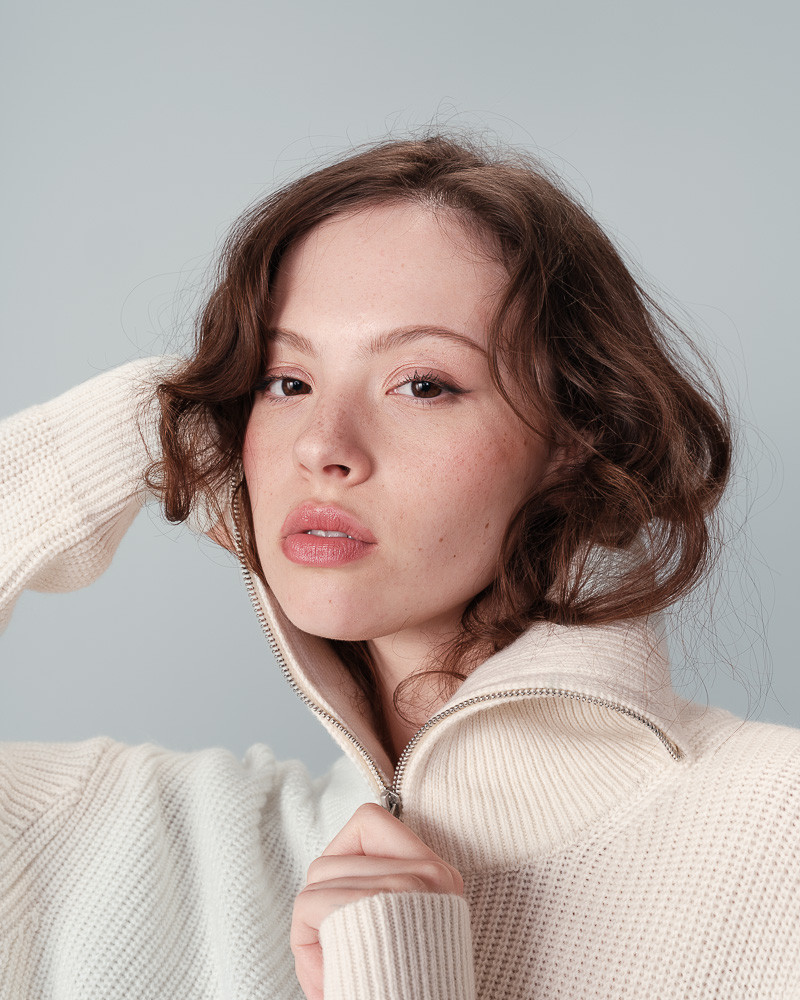 Grace & Mila NAIKI Henley Pullover mit Reißverschluss in Ecru Creme - SALE
