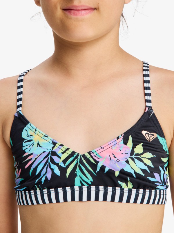 Roxy Active - Zweiteiliges Triangel-Bikini-Set für Mädchen in Schwarz mit Tropischen Blumen Roxy Active - Zweiteiliges Triangel-Bikini-Set für Mädchen in Schwarz mit Tropischen Blumen