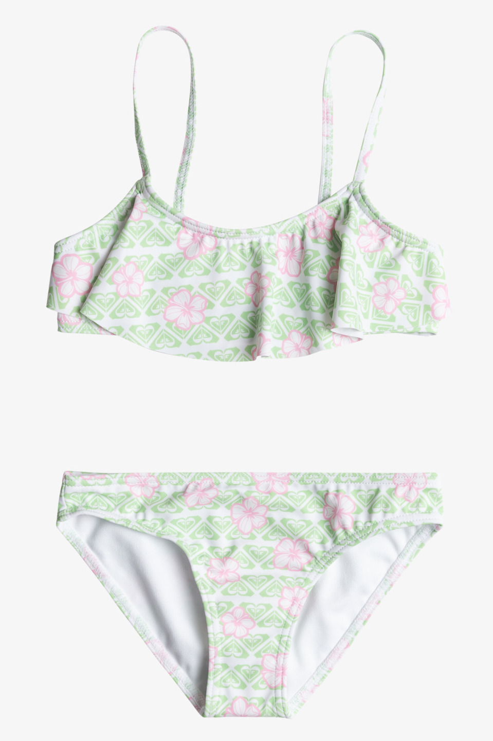 erlx203200_roxy-f_wbb6_frt1 Roxy Hibiline - Zweiteiliges Flatter-Bikini-Set für Mädchen in Rosa & Grün