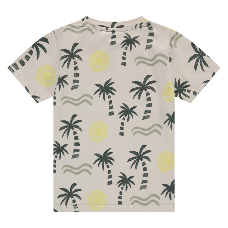 Babyface Stains & Stories Langarm T-Shirt in Bone Creme mit Grünen Palmen - SALE