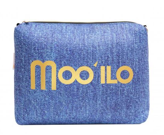 Moo' Ilo Damen Flip Flops Sandalen Blue Jeans mit Strass Steinen & Clutch Tasche - SALE