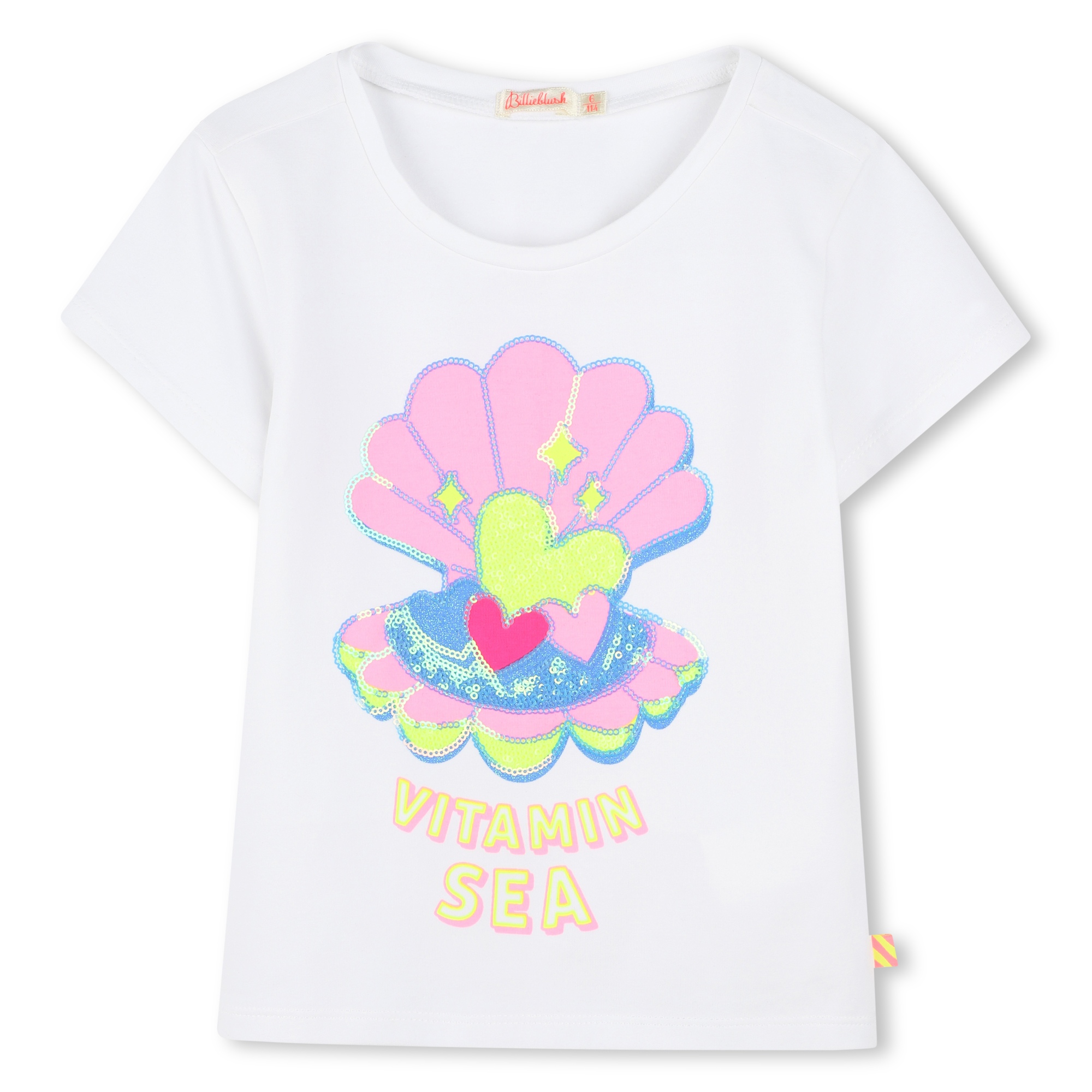 Billieblush Kurzarm T-Shirt in Weiß mit Muschel - Vitamin Sea - SALE Billieblush Kurzarm T-Shirt in Weiß mit Muschel - Vitamin Sea - SALE