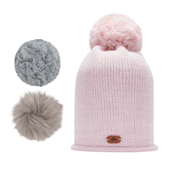 BEANIE-MAILLE-KNIT-HYDROMEL-LIGHT-PINK-ROSE-FW2122-BD_589x Cabaia Mütze Hydromel in Rosa mit 3 austauschbare Bommel - SALE