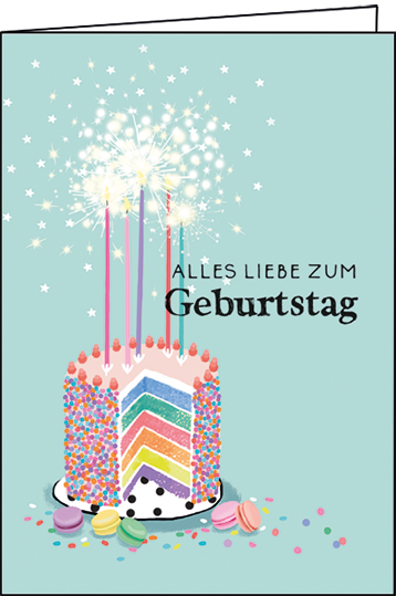 1-8069 Edition Gollong Grußkarte - Alles Liebe zum Geburtstag - Regenbogen Geburtstagskuchen