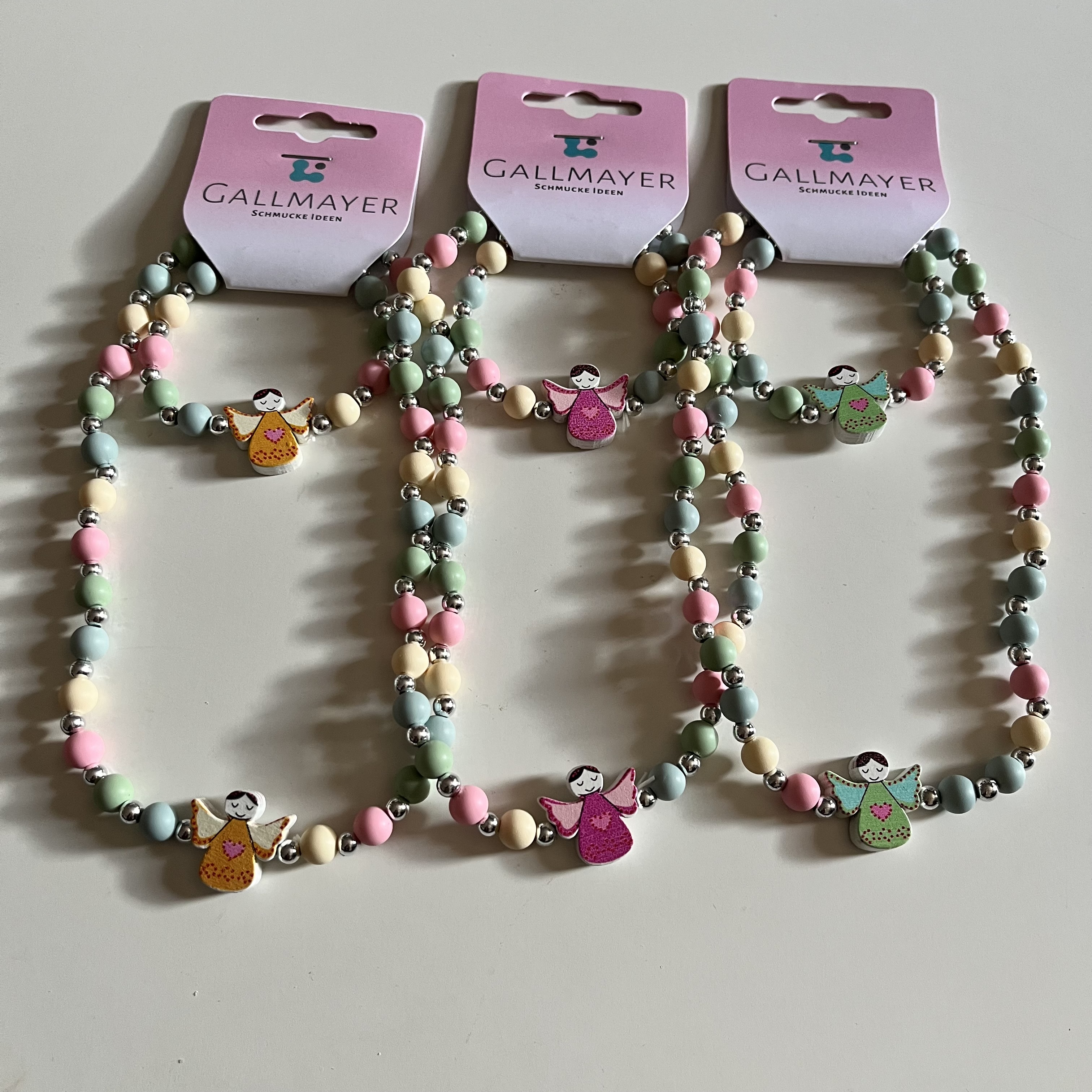 engel Glüxherz Set Halskette & Armband Schutzengel - Große Perlen - Farbauswahl