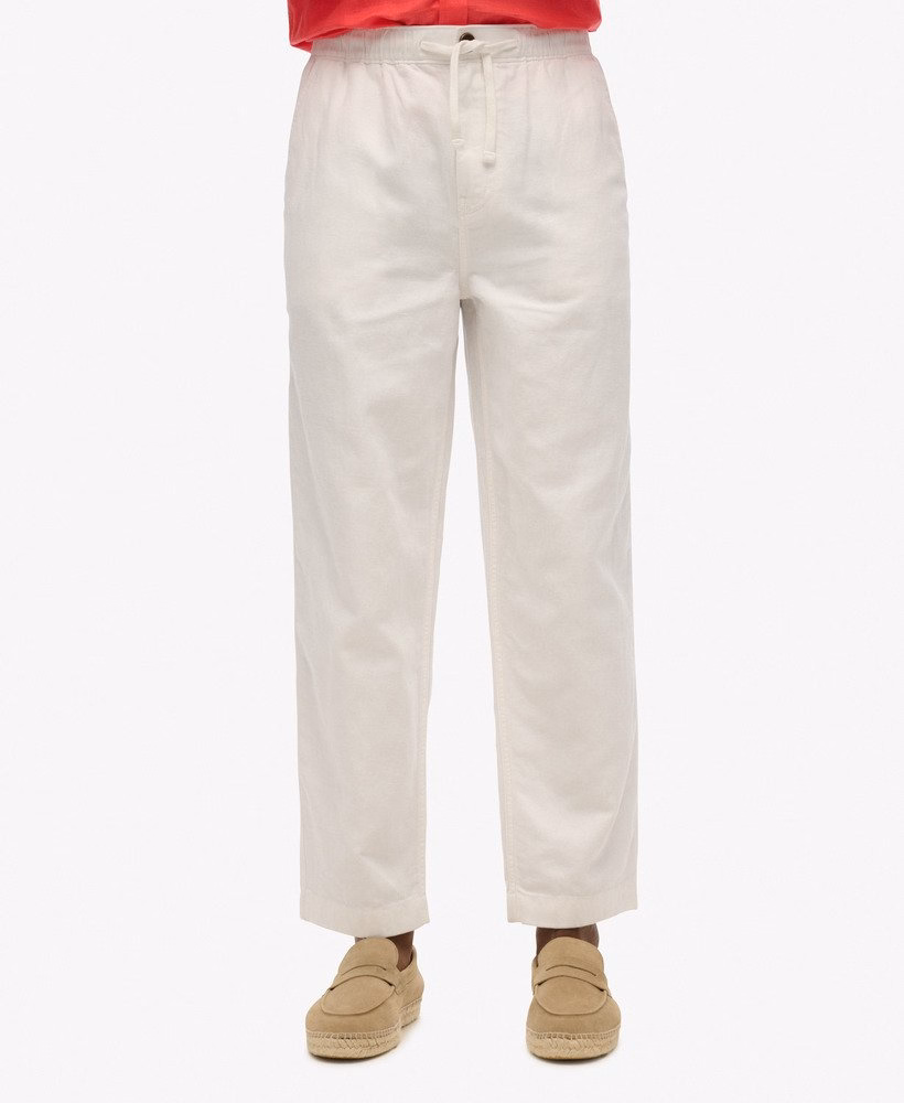 Superdry Merchant Herren Drawstring Leinenhose in Weiß Superdry Merchant Herren Drawstring Leinenhose in Weiß