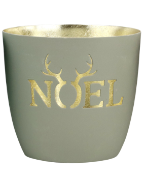 HOFF Interieur Windlicht Weihnachten in Grau mit Antler - NOEL