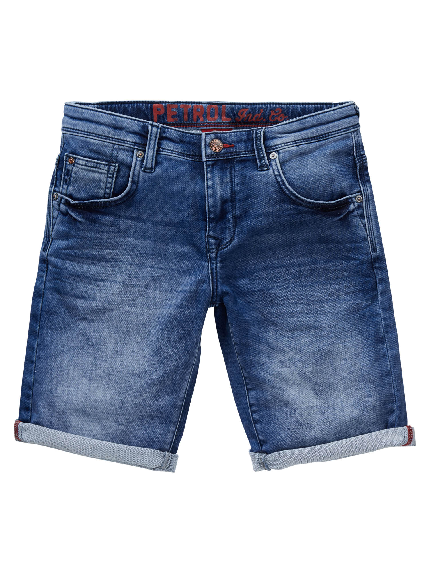 B_1010_SHO002_5701_06 Petrol Industries Jackson Light Used Jeans Short - Medium Blau