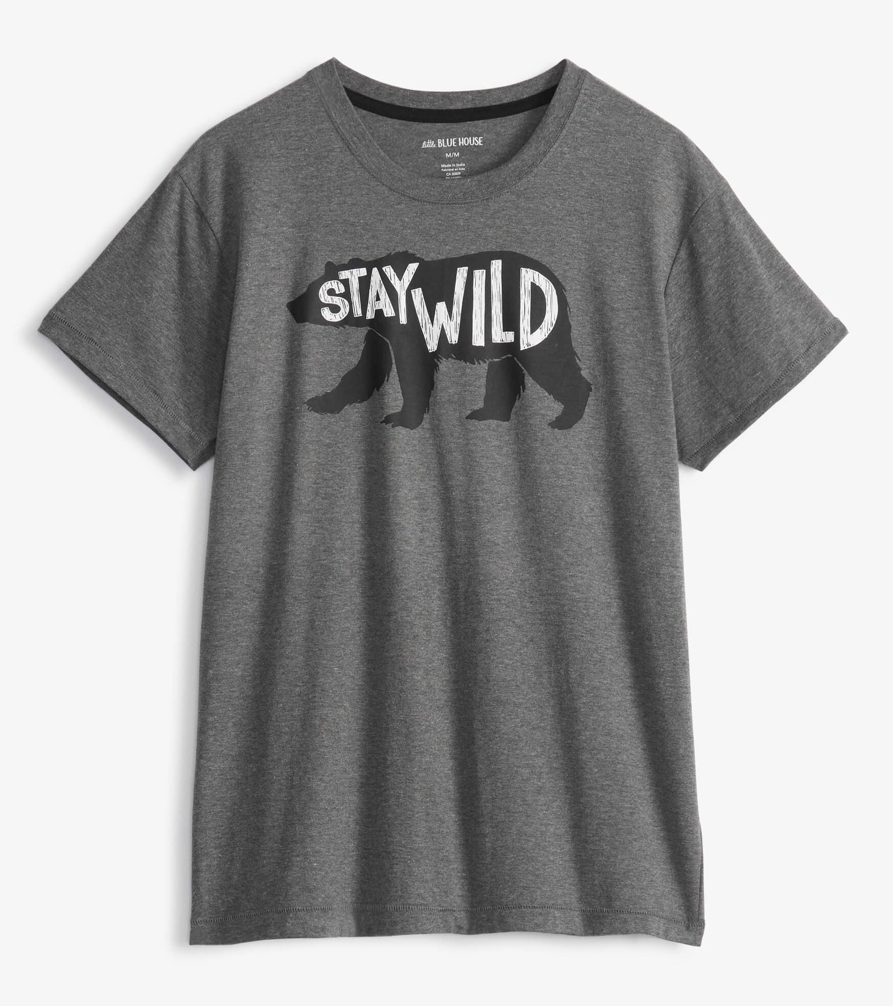 Little Blue House Herren Kurzarm T-Shirt in Grau - Stay Wild