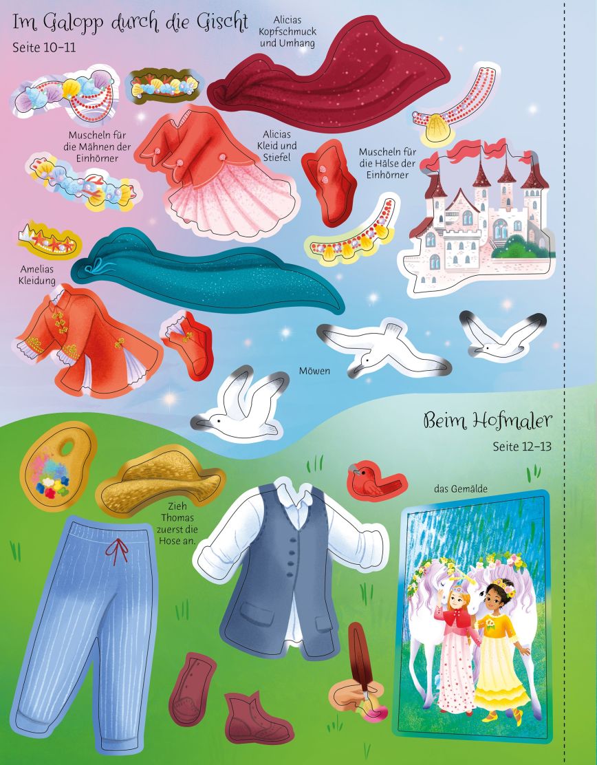 Usborne Mein Anziehpuppen-Stickerbuch: Prinzessinnen im Einhornland