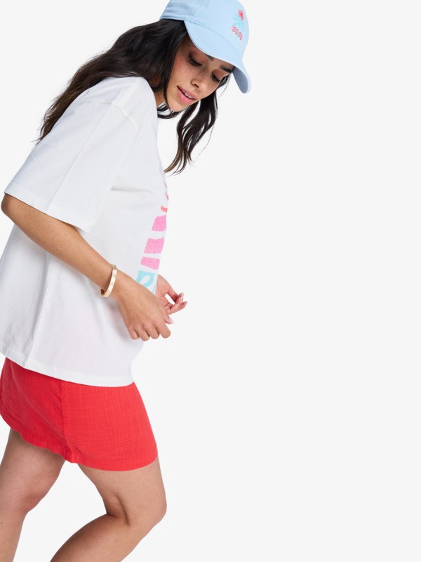 Roxy Hangloose Poster T-Shirt in Coconut Milk Weiß für Frauen mit Sonne