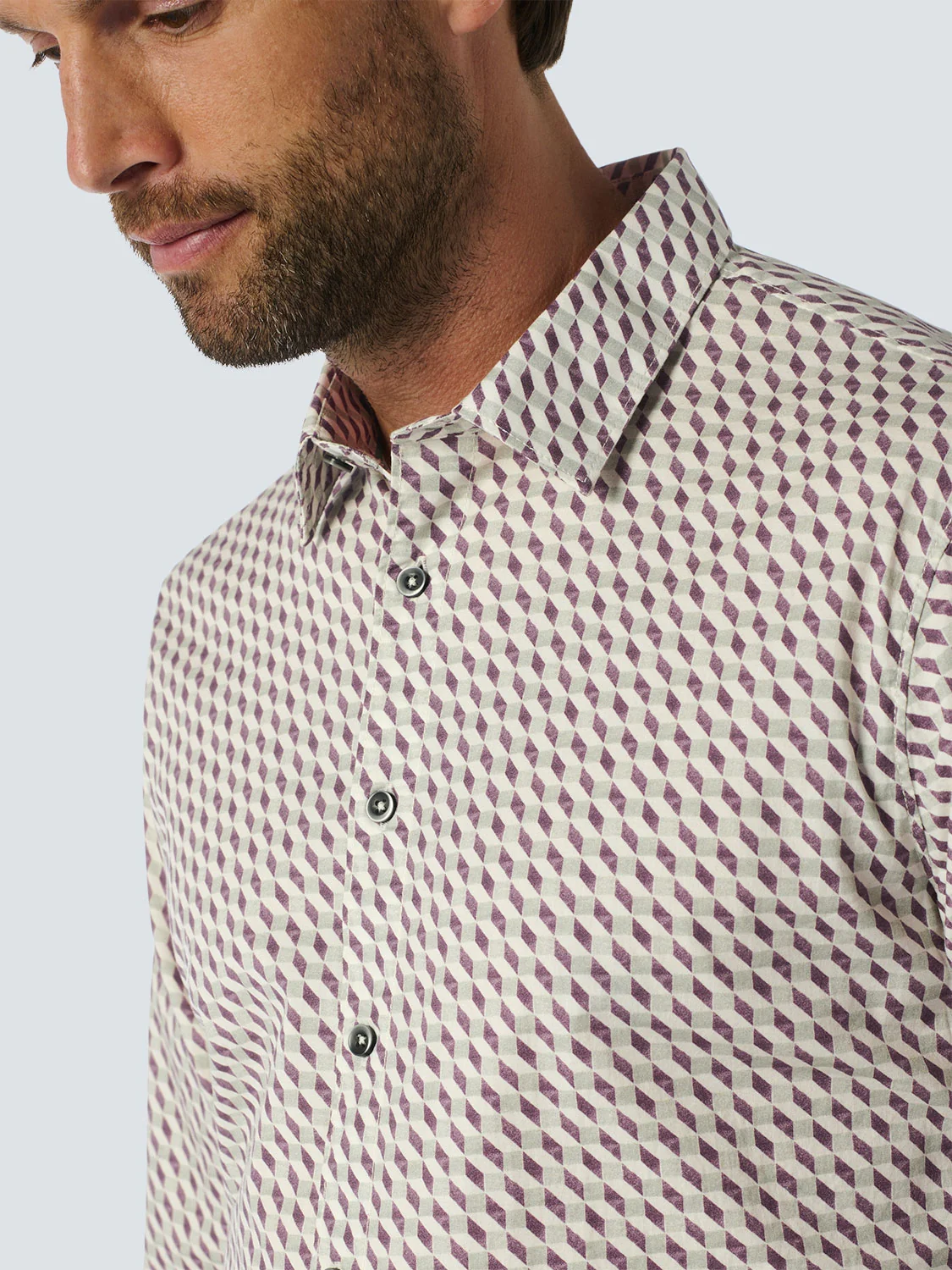 No Excess Hemd mit grafischem Muster - Aubergine