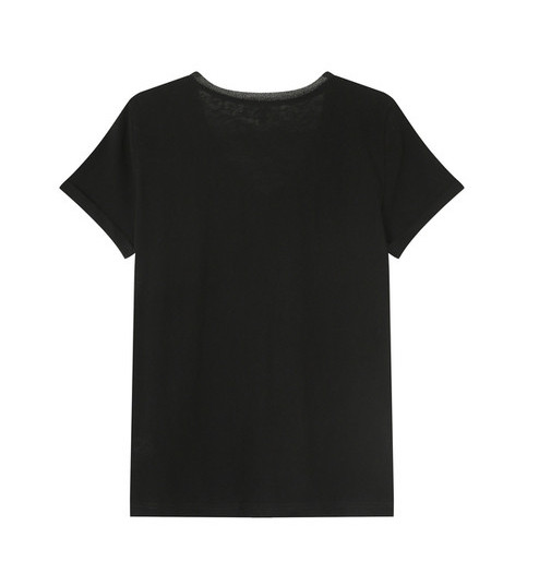 Grace & Mila Pepito V-Auschnitt Kurzarm T-Shirt Top in Schwarz