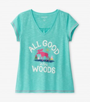 Little Blue House Glamping V-Ausschnitt T-Shirt - Camping
