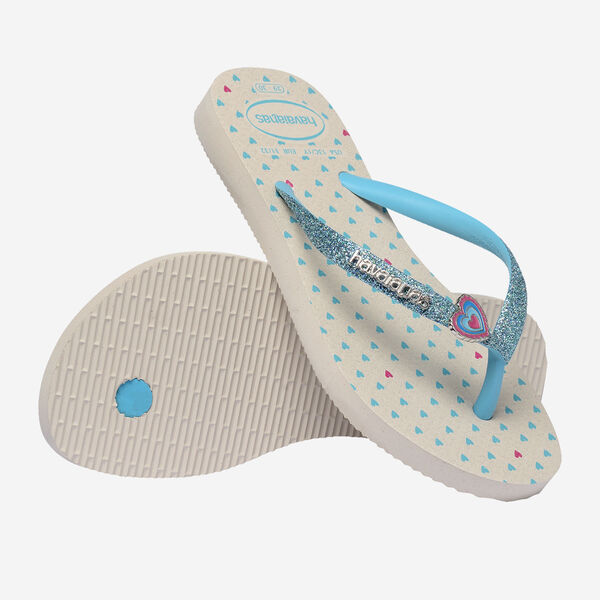 Havaianas Kids Mädchen Flip Flops Slim Glitter Trendy - Hellblaue Herzen