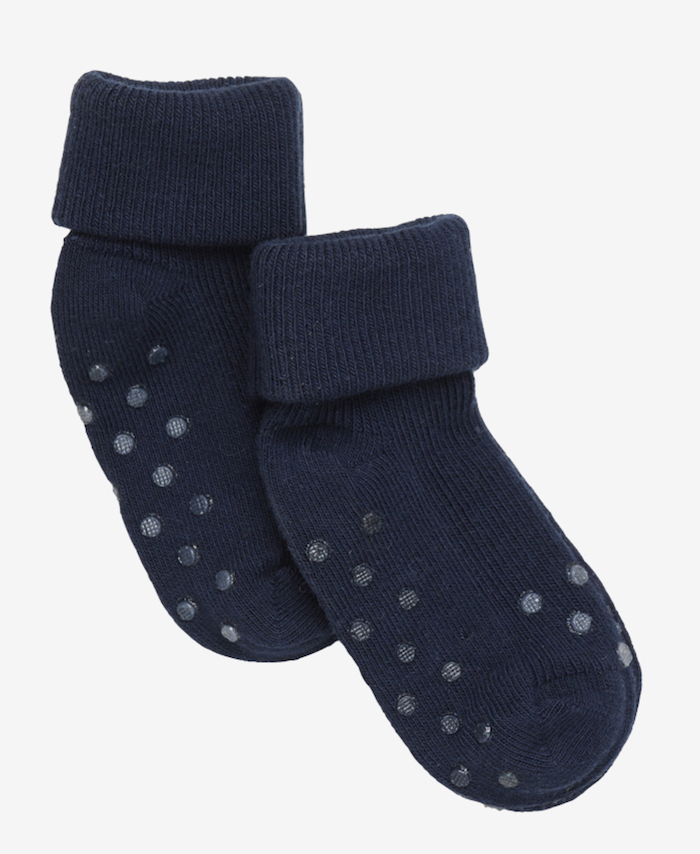 6164_870_A Minymo Baby Krabbel-Socken ABS Stoppersocken in Navy Blau - 2er Pack