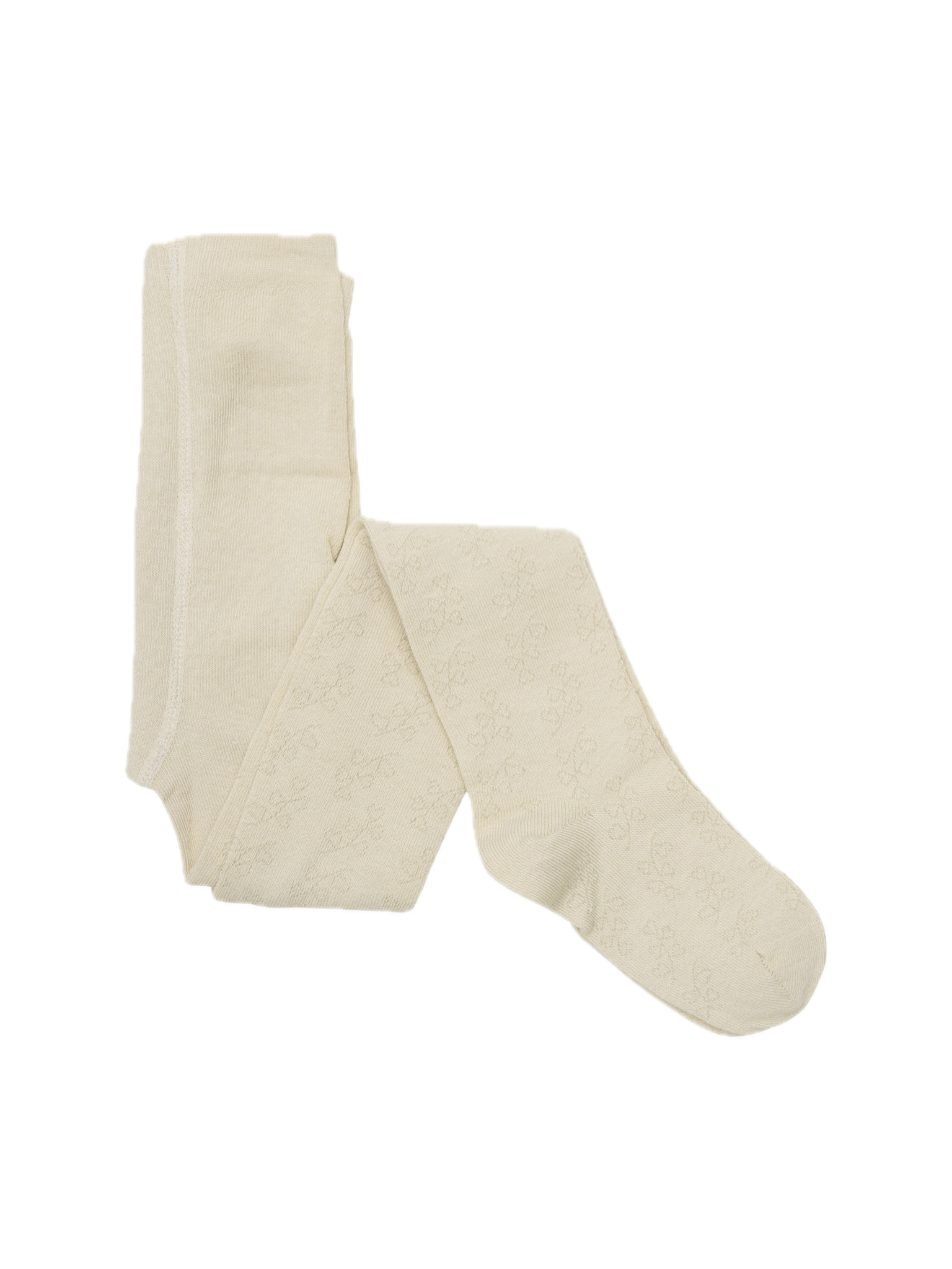 Minymo Strumpfhosen 2er Pack Unifarbe mit Blumenlochmuster - Rosa & Creme