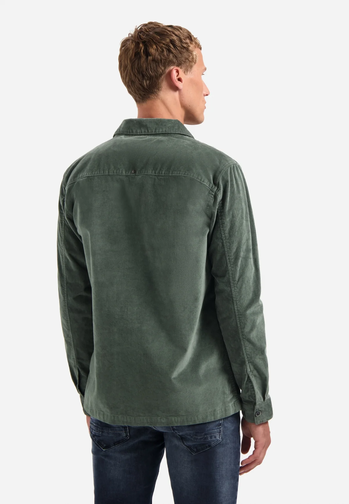 NO EXCESS Velvet Cord Overshirt Hemd in Dark Green Grün