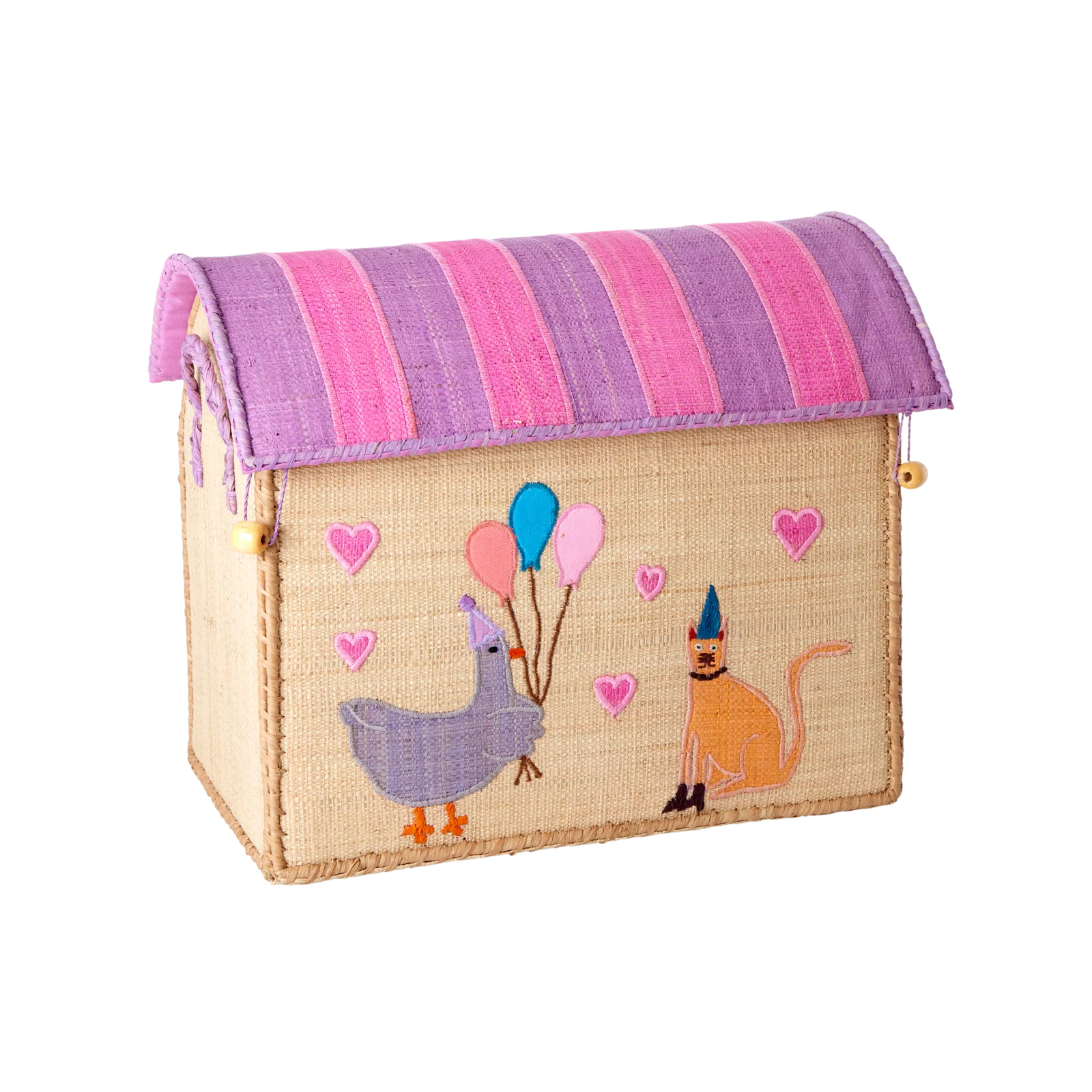 RICE Raffia Aufbewahrungskorb Spielzeug Truhe - Party Theme - 1 Korb RICE Raffia Aufbewahrungskorb Spielzeug Truhe - Party Theme - 1 Korb
