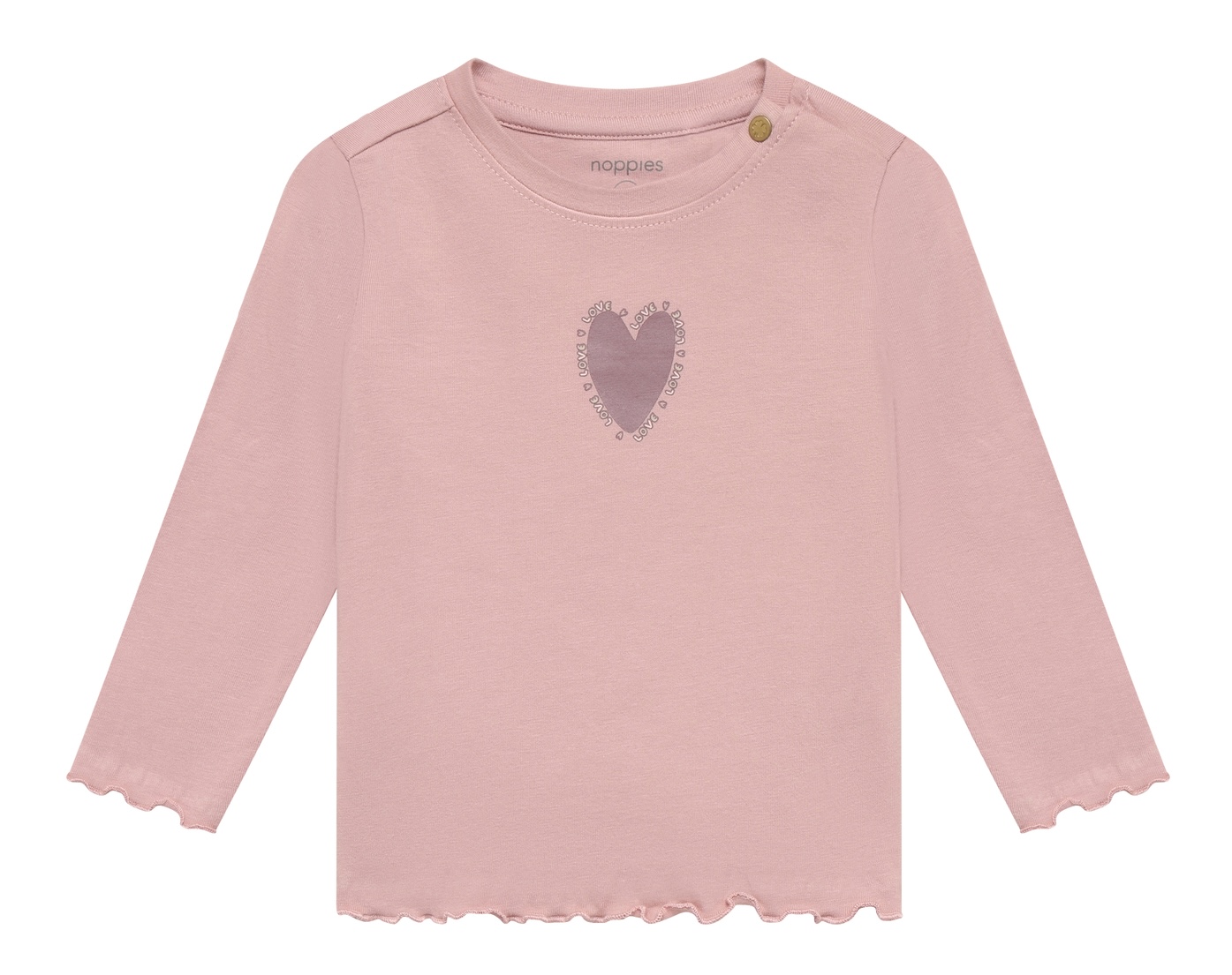 Noppies Baby Mädchen Langarm Shirt in Rosa - Herz - Love Love Love
