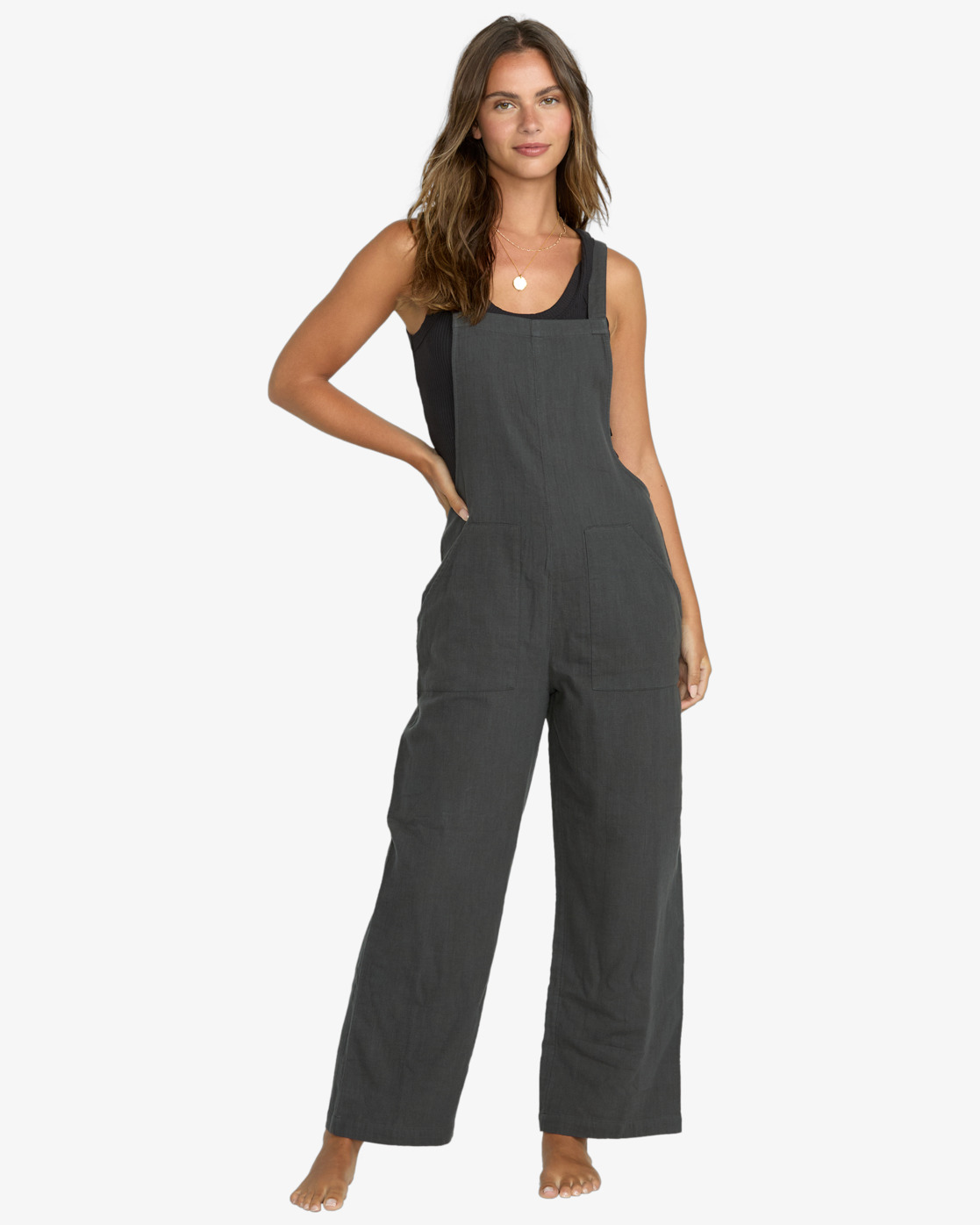 Billabong Pacific Time - Träger-Jumpsuit für Frauen in Black Sands/Grau-Schwarz