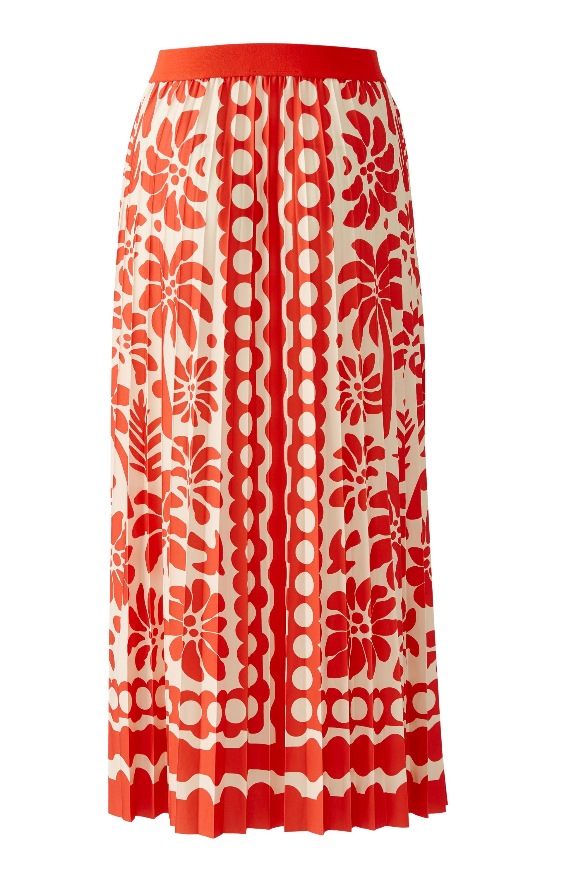 MIss Lagotte Plisseerock in Rot Palmen & Blumen Print - SALE
