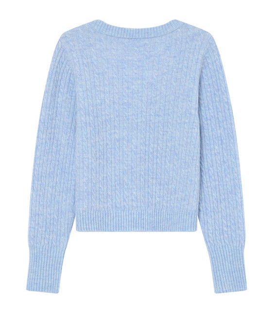 Grace & Mila Samso Strickjacke mit Zopfmuster in Hellblau Melange Grace & Mila Samso Strickjacke mit Zopfmuster in Hellblau Melange