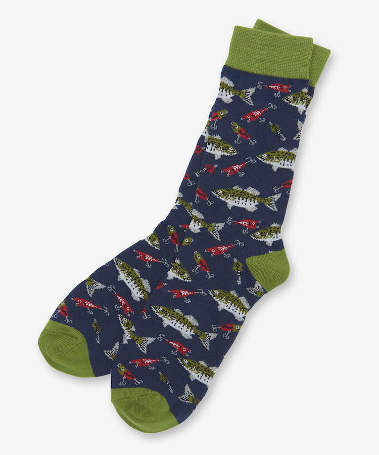 SOAFISH004 Little Blue House Herrensocken - Gone Fishing - Fisch