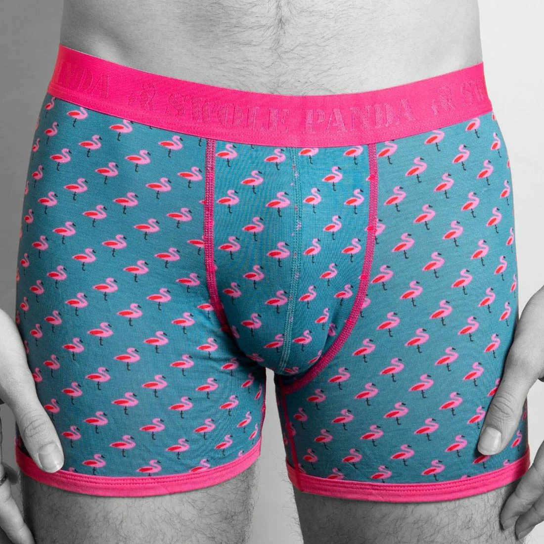 underwear-bamboo-boxers-flamingos-1_8081b655-761c-4cbf-a17c-0329fca35427_1800x1800 Swole Panda Bambus Herren Unterwäsche - Boxer Short - Türkis mit Pink Flamingos