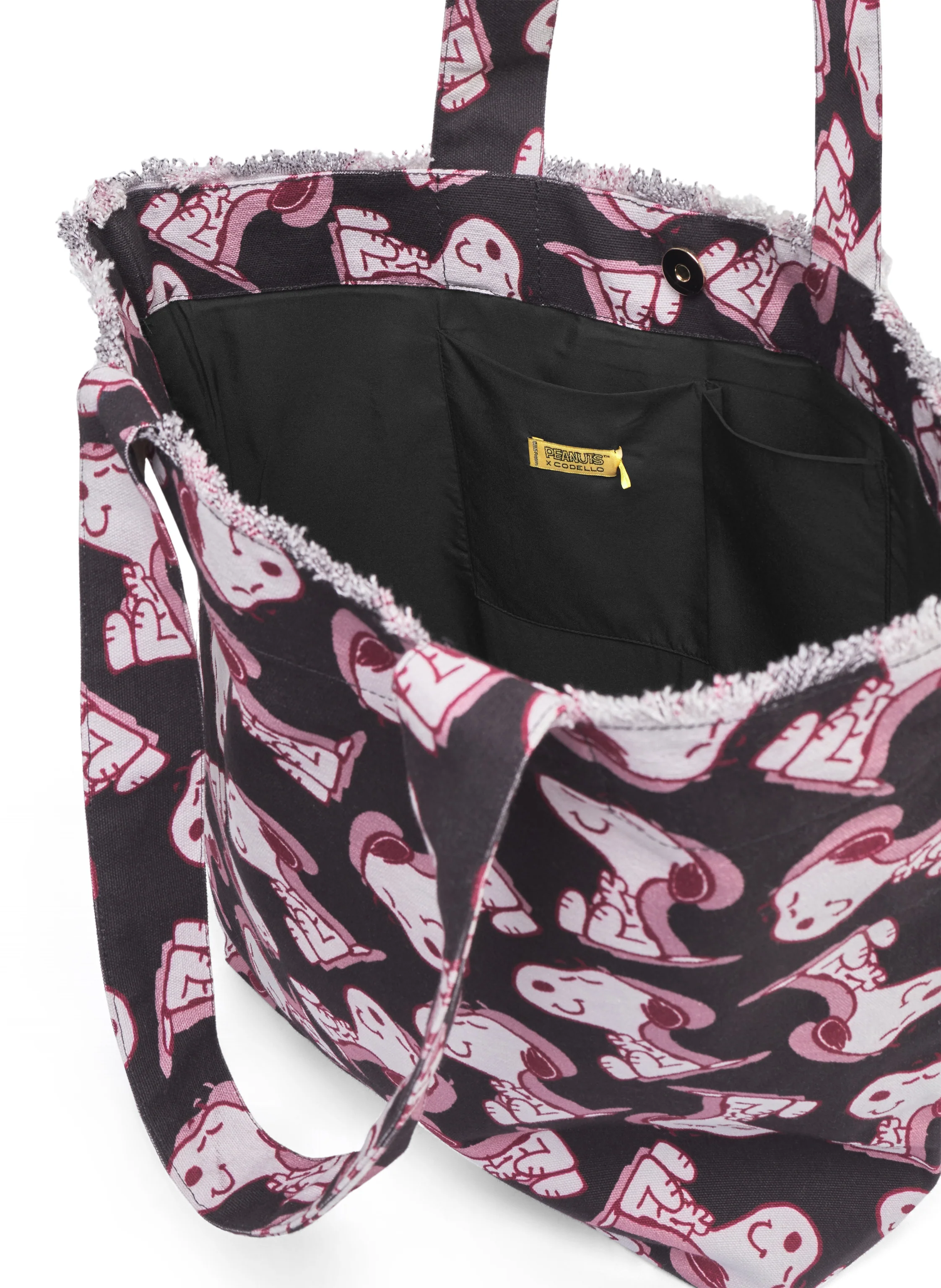 Codello Peanuts™ Shopper Tasche aus Canvas in Brombeere mit Snoopy Allover - SALE