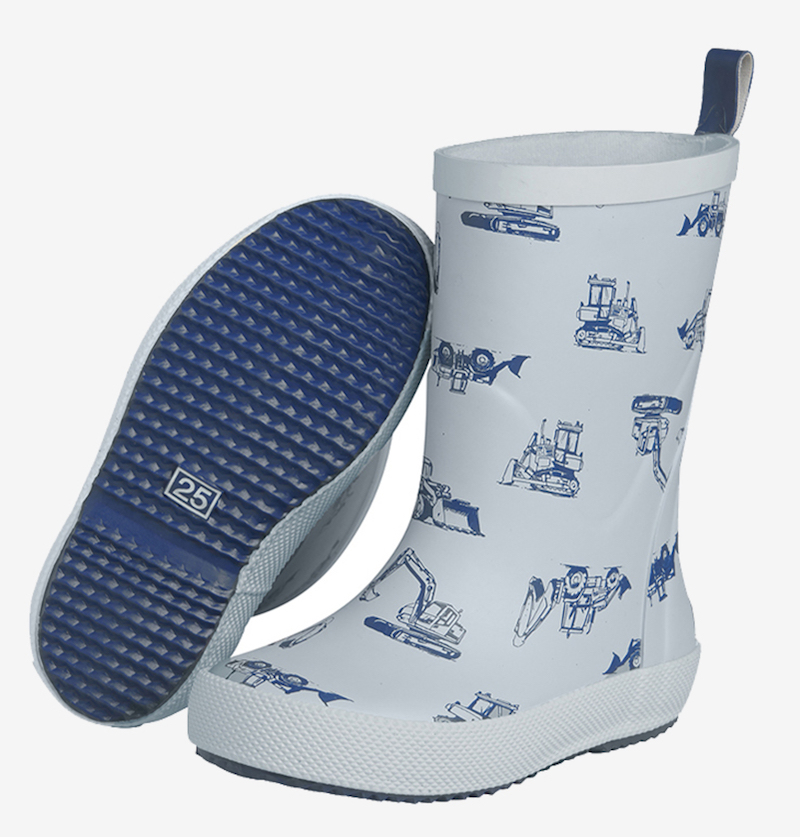 CeLaVi Gummistiefel in Blau mit Baufahrzeugen
