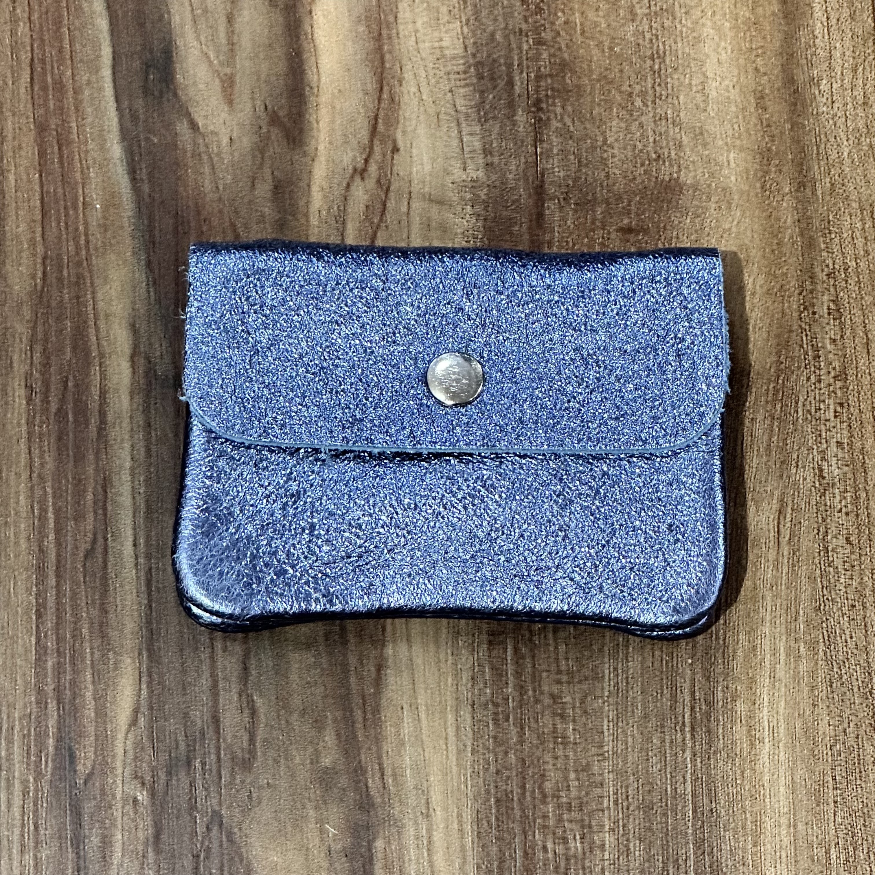 BFF Soft Leder Glitzer Geldbeutel in Stahlblau Glam - Klein