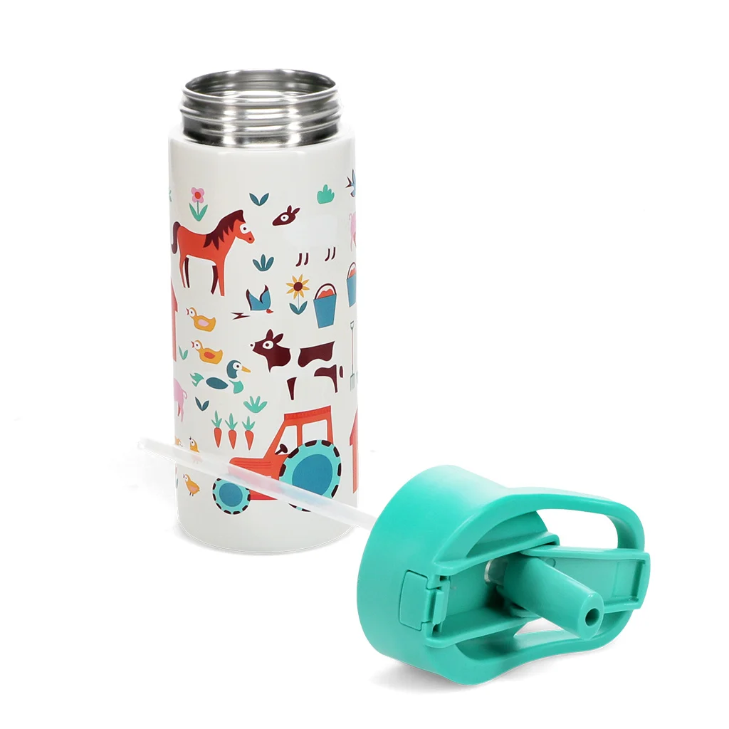  Rex London Edelstahlflasche mit Druckknopfdeckel Farmyard - Bauernhof
